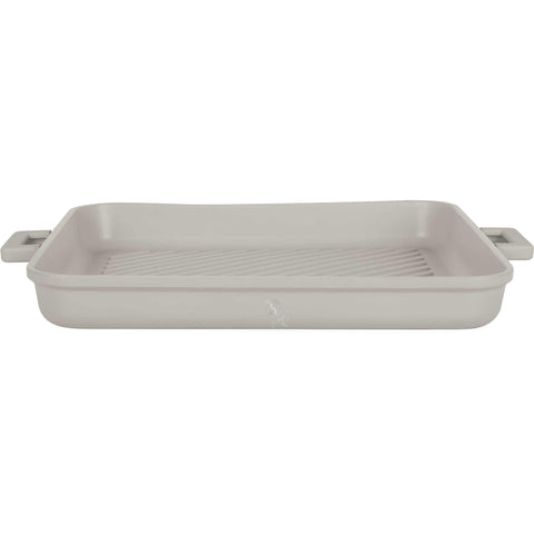 sartén, sartén para freír, sartén para parrilla, sartén para parrilla con tapa, sartén para parrilla cuadrada, batería de cocina, cocinar, aluminio fundido, sartén para parrilla cuadrada de 34 cm, crema mate, NUEVO, BH/7790