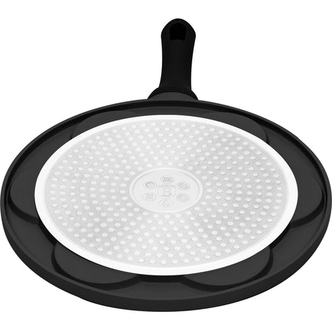  BH/7791, Molde para panqueques con 7 agujeros y diseño de emojis, 26 cm, negro, aluminio fundido, con agujeros, emojis, utensilios de cocina, sartenes, para crepes y panqueques