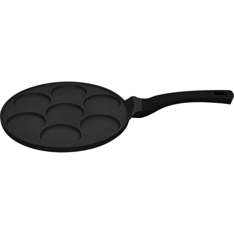 BH/7793, Molde para panqueques de 7 agujeros, 26 cm, negro, aluminio fundido, con agujeros, utensilios de cocina, sartenes, para crepes y panqueques