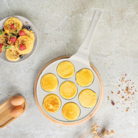  BH/7794, Molde para panqueques de 7 agujeros, 26 cm, color crema mate, molde para panqueques, aluminio fundido, molde para panqueques con agujeros, utensilios de cocina, cocina, sartenes, molde para crepes/panqueques