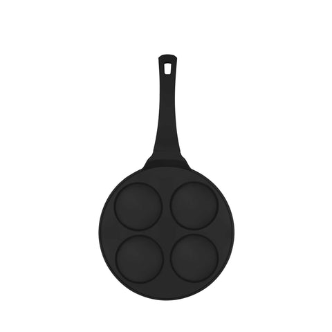  BH/7795, Molde para panqueques de 4 agujeros, 26 cm, negro, aluminio fundido, con agujeros, utensilios de cocina, sartenes, para crepes y panqueques
