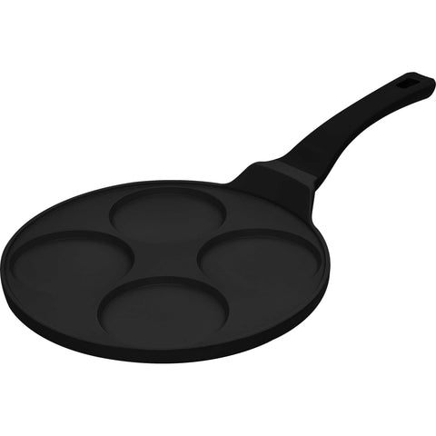  BH/7795, Molde para panqueques de 4 agujeros, 26 cm, negro, aluminio fundido, con agujeros, utensilios de cocina, sartenes, para crepes y panqueques