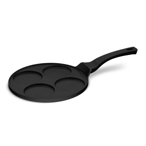  BH/7795, Molde para panqueques de 4 agujeros, 26 cm, negro, aluminio fundido, con agujeros, utensilios de cocina, sartenes, para crepes y panqueques