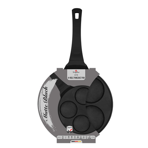  BH/7795, Molde para panqueques de 4 agujeros, 26 cm, negro, aluminio fundido, con agujeros, utensilios de cocina, sartenes, para crepes y panqueques
