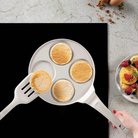  BH/7796, Molde para panqueques de 4 agujeros, 26 cm, color crema mate, molde para panqueques, aluminio fundido, molde para panqueques con agujeros, utensilios de cocina, cocina, sartenes, molde para crepes/panqueques