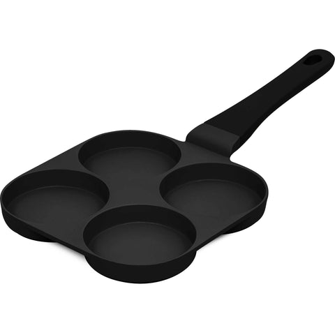  BH/7797, Sartén para hamburguesas de 4 agujeros, 20 cm, color negro, aluminio fundido, para hamburguesas, para tortitas, para huevos fritos, con agujeros, para freír, sartenes, para crepes/tortitas