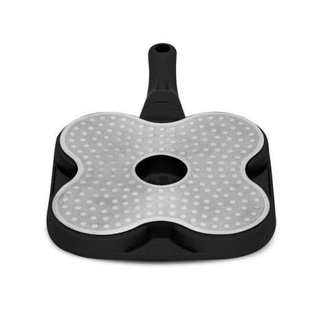  BH/7797, Sartén para hamburguesas de 4 agujeros, 20 cm, color negro, aluminio fundido, para hamburguesas, para tortitas, para huevos fritos, con agujeros, para freír, sartenes, para crepes/tortitas