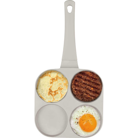 sartén para hamburguesas, sartén para panqueques, sartén para huevos fritos, sartén con agujeros, sartén, aluminio fundido, sartén para hamburguesas con 4 agujeros, crema mate, NUEVO, BH/7798