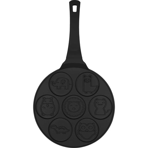  BH/7799, Molde para panqueques con 7 agujeros, 26 cm, color negro, aluminio fundido, con agujeros, para animales, utensilios de cocina, sartenes, para crepes y panqueques