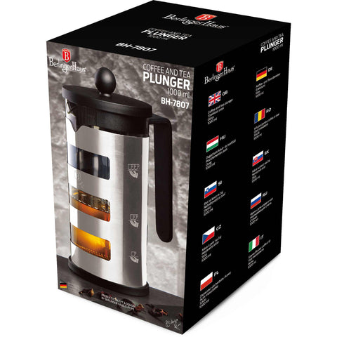  BH/7807, Cafetera de émbolo para café y té de 1000 ml, acero inoxidable, cafetera de émbolo para café y té, cafetera de émbolo para café y té, prensa francesa, electrodomésticos de cocina, cafetera