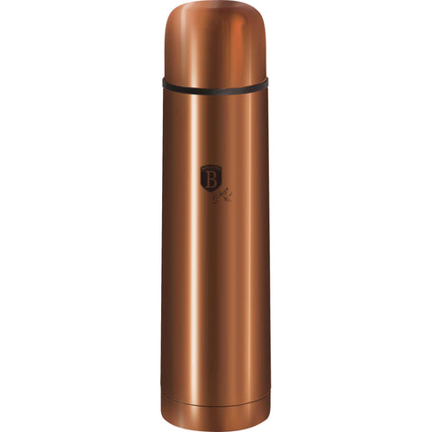 Product image of Vacuum flask 0,5L. Part of the Metallic Line Rose Gold Edition . Features: • Material: inner body 18/10 stainless steel • Capacity: 0,5 L • Color: metallic rose gold • Packing: half giftbox. (Studio view). Official Berlinger Haus product, boosted by Promintra sl.