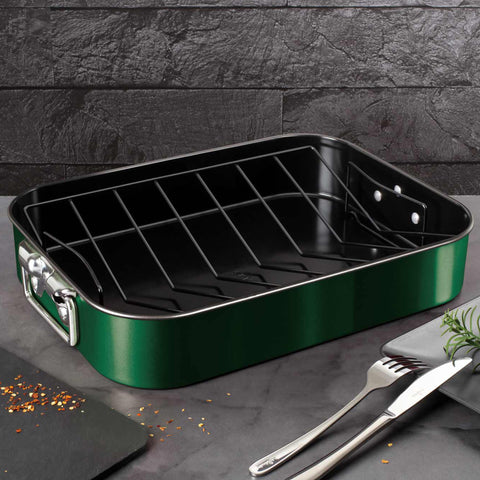  BH/7847, Asador con rejilla, Esmeralda, Verde, Utensilios para hornear, Asador, Horneado, Bandeja para asar