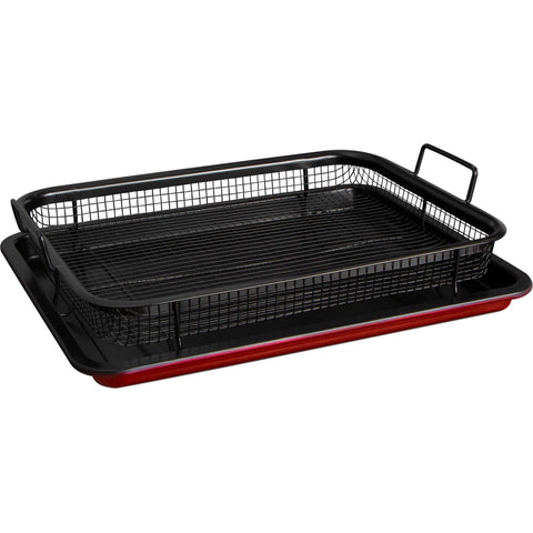  BH/7855, Bandeja rectangular para hornear con cesta metálica, color burdeos, rojo, utensilios para hornear, bandeja para hornear con cesta, bandeja para hornear, cesta, rectangular, hornear