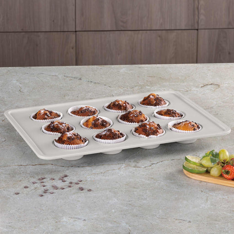  BH/7877, BH/7948, BH/7948N, molde para muffins de 12 tazas, crema mate, utensilios para hornear, molde para muffins de 12 tazas, molde para muffins, muffin, horneado