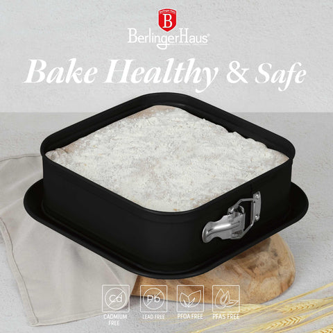  BH/7890N,BH/7890,Molde desmontable cuadrado 28x28cm,Negro mate,utensilios para hornear,molde desmontable cuadrado,pasteles,acoplamiento,horneado,Molde desmontable
