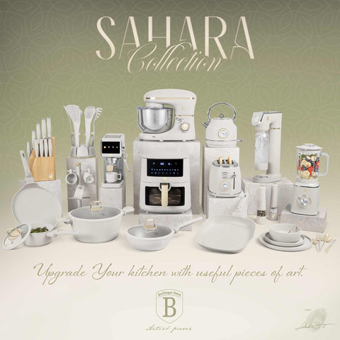 Product image of Square springform 28x28cm. Part of the Sahara Collection . Features: • Material: carbon steel with non-stick titanPro coating • Size: 23,8*23,8*8 cm • Base size: 28*28 cm • Color: matt cream. (Studio view). Official Berlinger Haus product, boosted by Promintra sl.