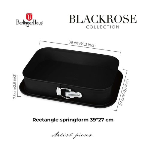  BH/7892, Molde desmontable rectangular 39x27cm, Negro mate, Utensilios para hornear, Molde desmontable rectangular, Molde desmontable cuadrado, Pastel, Acoplamiento, Horneado, Molde desmontable