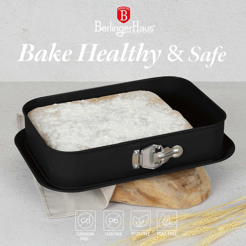  BH/7892, Molde desmontable rectangular 39x27cm, Negro mate, Utensilios para hornear, Molde desmontable rectangular, Molde desmontable cuadrado, Pastel, Acoplamiento, Horneado, Molde desmontable