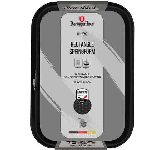  BH/7892, Molde desmontable rectangular 39x27cm, Negro mate, Utensilios para hornear, Molde desmontable rectangular, Molde desmontable cuadrado, Pastel, Acoplamiento, Horneado, Molde desmontable