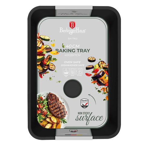  BH/7902, Asador rectangular 40x28cm, Verde mate, Utensilios para hornear, Asador rectangular b., Asador rectangular, Asador, Hornear, Bandeja para asar