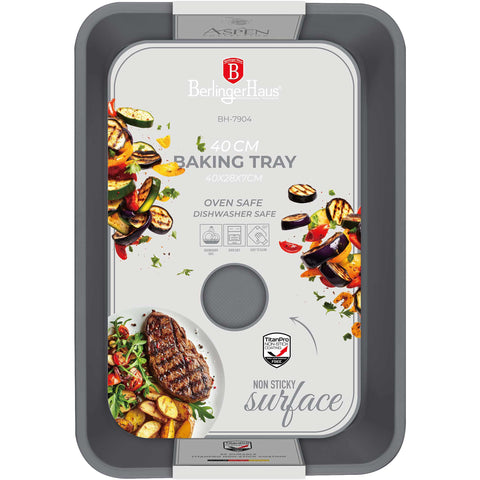 BH/7904, Asador rectangular 40x28cm, Gris mate, utensilios para hornear, asador rectangular b., asador rectangular, asador, hornear, bandeja para asar