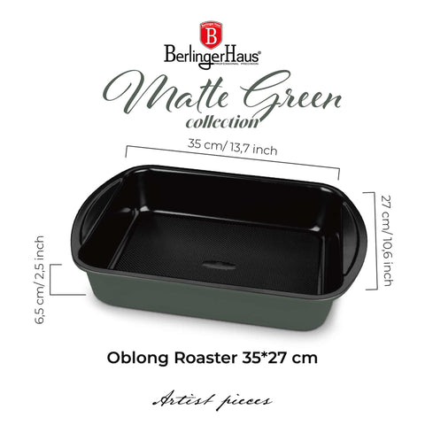  BH/7912, Asador rectangular 35x27cm, Verde mate, utensilios para hornear, asador rectangular a., asador rectangular, asador, hornear, bandeja para asar