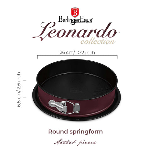  BH/7935, Molde desmontable redondo 26x6,8cm, Burdeos mate, utensilios para hornear, molde desmontable redondo, molde desmontable redondo, pastel, horneado, acoplamiento, molde desmontable