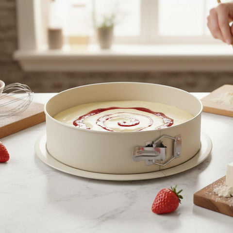  BH/7938, Molde desmontable redondo 26x6,8cm, Crema Mate, utensilios para hornear, molde desmontable redondo, molde desmontable redondo, pastel, horneado, acoplamiento, molde desmontable