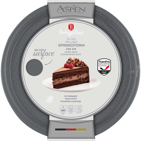  BH/7939, Molde desmontable redondo 26x6,8cm, Gris mate, utensilios para hornear, molde desmontable redondo, molde desmontable redondo, pastel, horneado, acoplamiento, molde desmontable