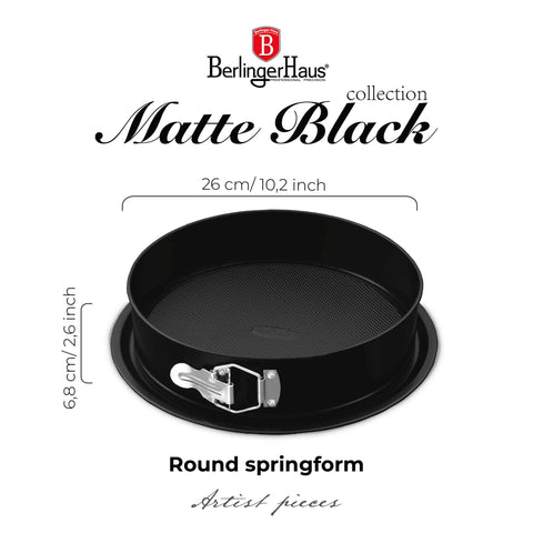 BH/7940, Molde desmontable redondo 26x6,8cm, Negro mate, Utensilios para hornear, Molde desmontable redondo, Molde desmontable redondo, Pastel, Horneado, Acoplamiento, Molde desmontable