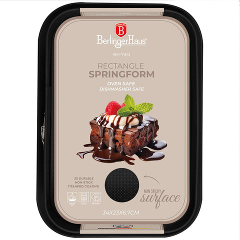  BH/7941, Molde desmontable rectangular 39x27cm, Burdeos mate, utensilios para hornear, molde desmontable rectangular, molde desmontable cuadrado, pastel, acoplamiento, horneado, molde desmontable