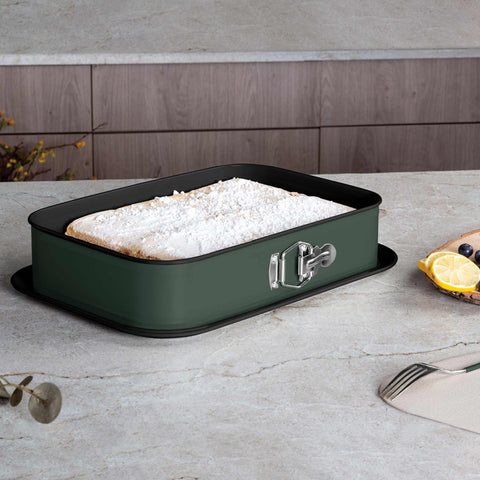  BH/7942, Molde desmontable rectangular 39x27cm, Verde mate, Utensilios para hornear, Molde desmontable rectangular, Molde desmontable cuadrado, Pastel, Acoplamiento, Horneado, Molde desmontable