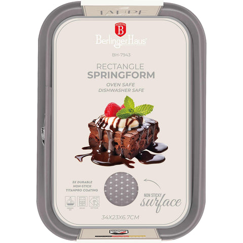 BH/7943, Molde desmontable rectangular 39x27cm, gris topo mate, utensilios para hornear, molde desmontable rectangular, molde desmontable cuadrado, pastel, acoplamiento, horneado, molde desmontable