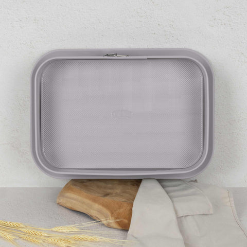 BH/7943, Molde desmontable rectangular 39x27cm, gris topo mate, utensilios para hornear, molde desmontable rectangular, molde desmontable cuadrado, pastel, acoplamiento, horneado, molde desmontable