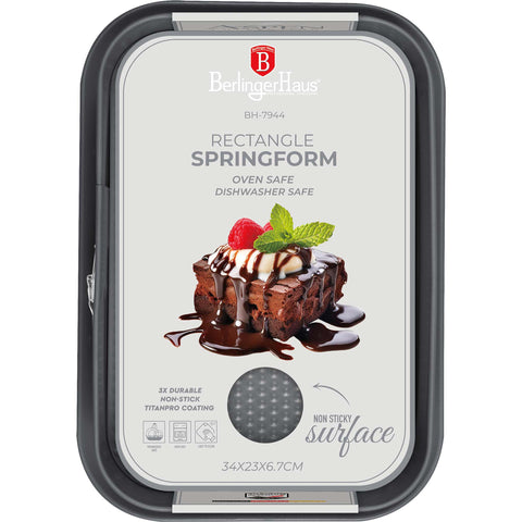  BH/7944, Molde desmontable rectangular 39x27cm, Gris mate, Utensilios para hornear, Molde desmontable rectangular, Molde desmontable cuadrado, Pastel, Acoplamiento, Horneado, Molde desmontable
