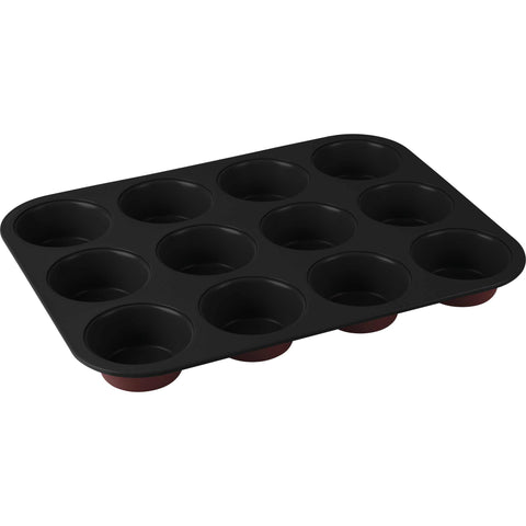 molde para muffins, muffins, utensilios para hornear, hornear, utensilios para hornear - molde para muffins de 12 tazas, burdeos mate, NUEVO, BH/7945