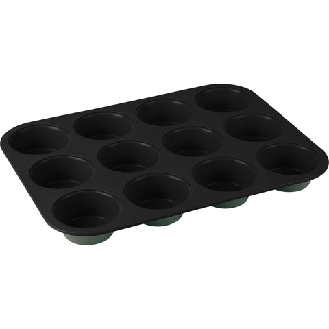 molde para muffins, muffins, utensilios para hornear, hornear, utensilios para hornear - molde para muffins de 12 tazas, verde mate, NUEVO, BH/7946