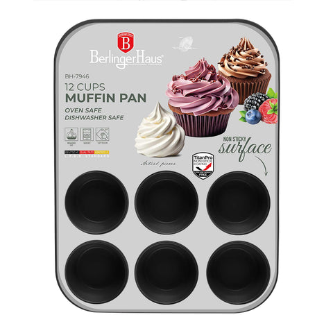 BH/7946, Molde para muffins de 12 tazas, Verde mate, Utensilios para hornear, Molde para muffins de 12 tazas, Molde para muffins, Muffin, Horneado