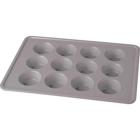 molde para muffins, muffins, utensilios para hornear, horneado, utensilios para hornear - molde para muffins de 12 tazas, gris topo mate, NUEVO, BH/7947