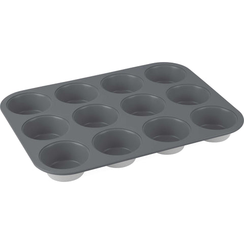 molde para muffins, muffins, utensilios para hornear, hornear, utensilios para hornear - molde para muffins de 12 tazas, gris mate, NUEVO, BH/7949