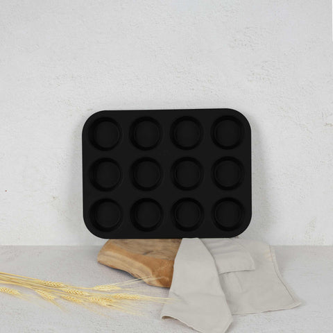  BH/7950, BH/7876, BH/7950N, molde para muffins de 12 tazas, negro mate, utensilios para hornear, molde para muffins de 12 tazas, molde para muffins, muffin, horneado