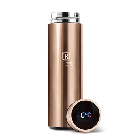  BH/7954A,BH/7954,Botella con pantalla LED de temperatura de 0,5 l,Oro rosa,Botella,Botella deportiva,Botella de agua,Frasco,Pantalla LED,Almacenamiento de alimentos,Botella
