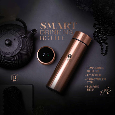  BH/7954, BH/7954A, Botella para beber con pantalla LED de temperatura 450 ml, Oro rosa, Botella para beber, Botella deportiva, Botella de agua, Frasco, Pantalla LED, Almacenamiento de alimentos, Botella