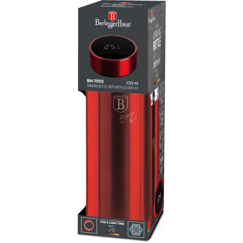  BH/7955,BH/6751,Botella con pantalla LED de temperatura 450 ml,Borgoña,Rojo,Botella,Botella deportiva,Botella de agua,Frasco,Pantalla LED,Almacenamiento de alimentos,Botella