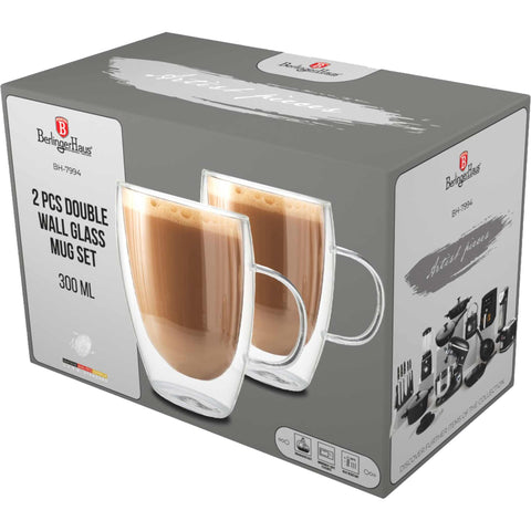 taza de vidrio, juego de tazas con asa, juego de tazas de 2 piezas, doble pared, juego de tazas, vidrio, NUEVO, BH/8768, BH/7994