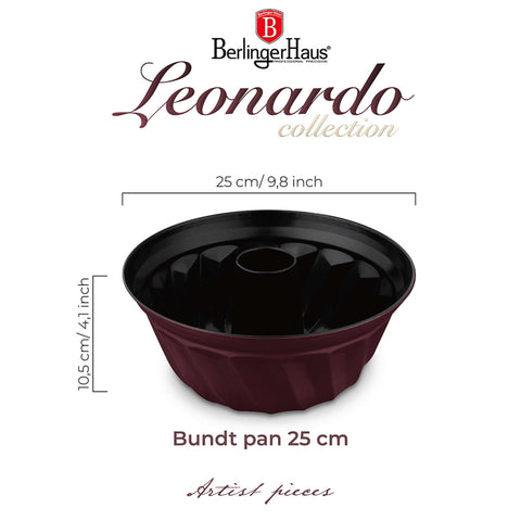  BH/7996, Molde Bundt 25cm, Burdeos mate, utensilios para hornear, molde Bundt, repostería, pasteles