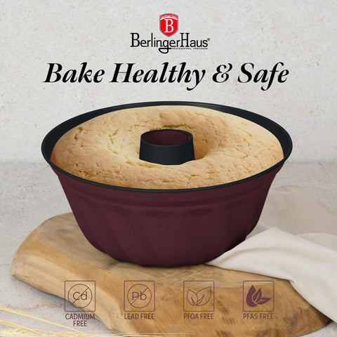  BH/7996, Molde Bundt 25cm, Burdeos mate, utensilios para hornear, molde Bundt, repostería, pasteles