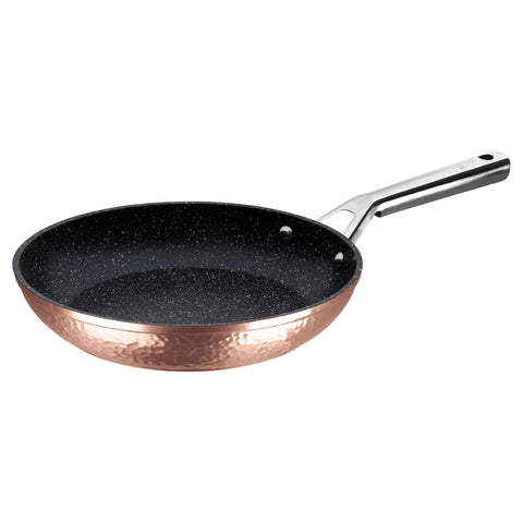 Product image of Frypan 24cm. Part of the Hammered Copper Collection . Features: • Material: forged aluminum with non-stick marble coating • Frypan Ø24 cm • Color: copper REGISTERED DESIGN BY BERLINGER HAUS!. (Giftbox view). Official Berlinger Haus product, boosted by Promintra sl.