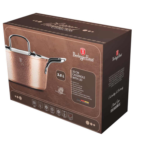  BH/8003, Cacerola con tapa 20cm, Cobre, Cacerola 20 cm, Cacerola, Olla, Cacerola con tapa, Batería de cocina, Cocina, Ollas y cazuelas