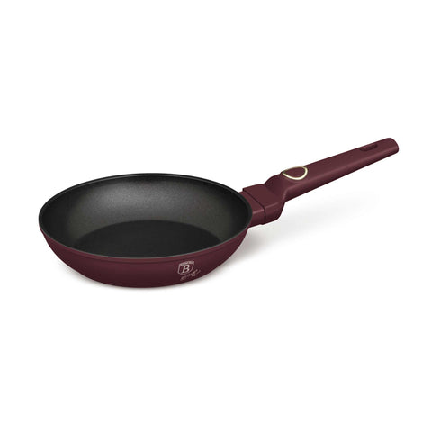 Product image of Frypan 20cm. Part of the Leonardo Collection . Features: • Material: forged aluminum with non-stick titanPro coating • Frypan Ø20*4,5 cm 1,0L • Color: matt bordeaux REGISTERED DESIGN BY BERLINGER HAUS!. (Studio view). Official Berlinger Haus product, boosted by Promintra sl.